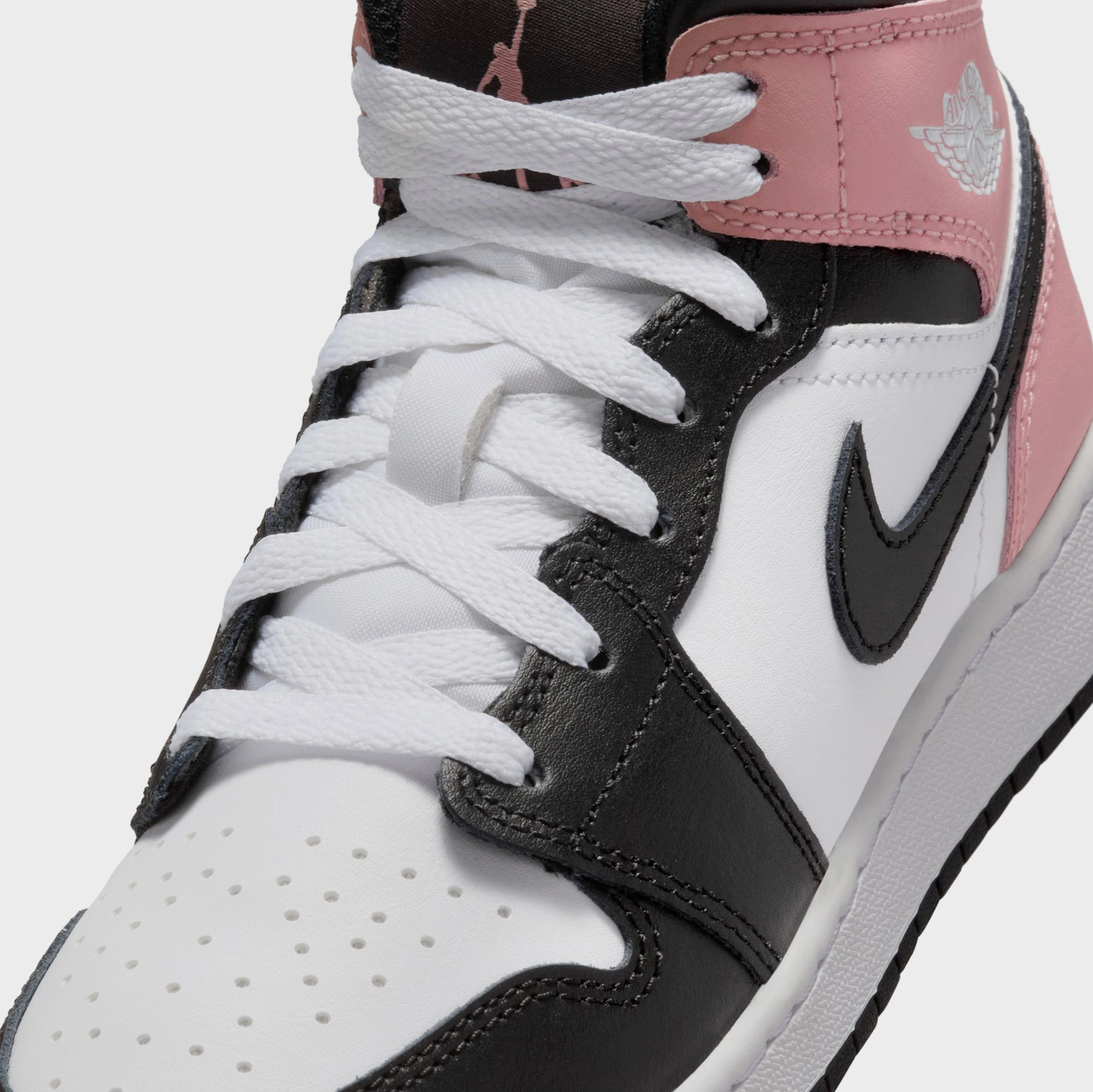 Air Jordan 1 Mid Grade School Lifestyle Shoes (White/Black/Rust Pink) Air Jordan 1 original design shoes