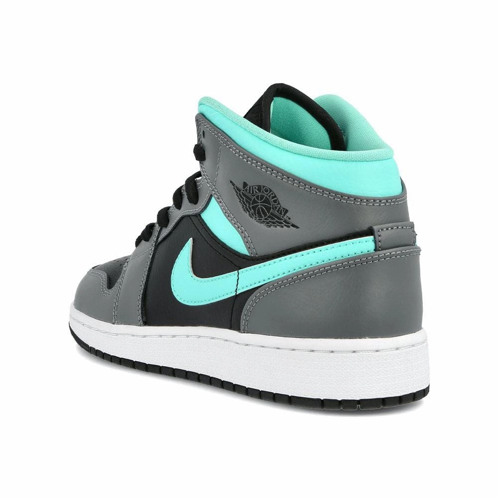 Air Jordan 1 Mid Grey Aqua (GS) Air Jordan 1 vintage style sneakers