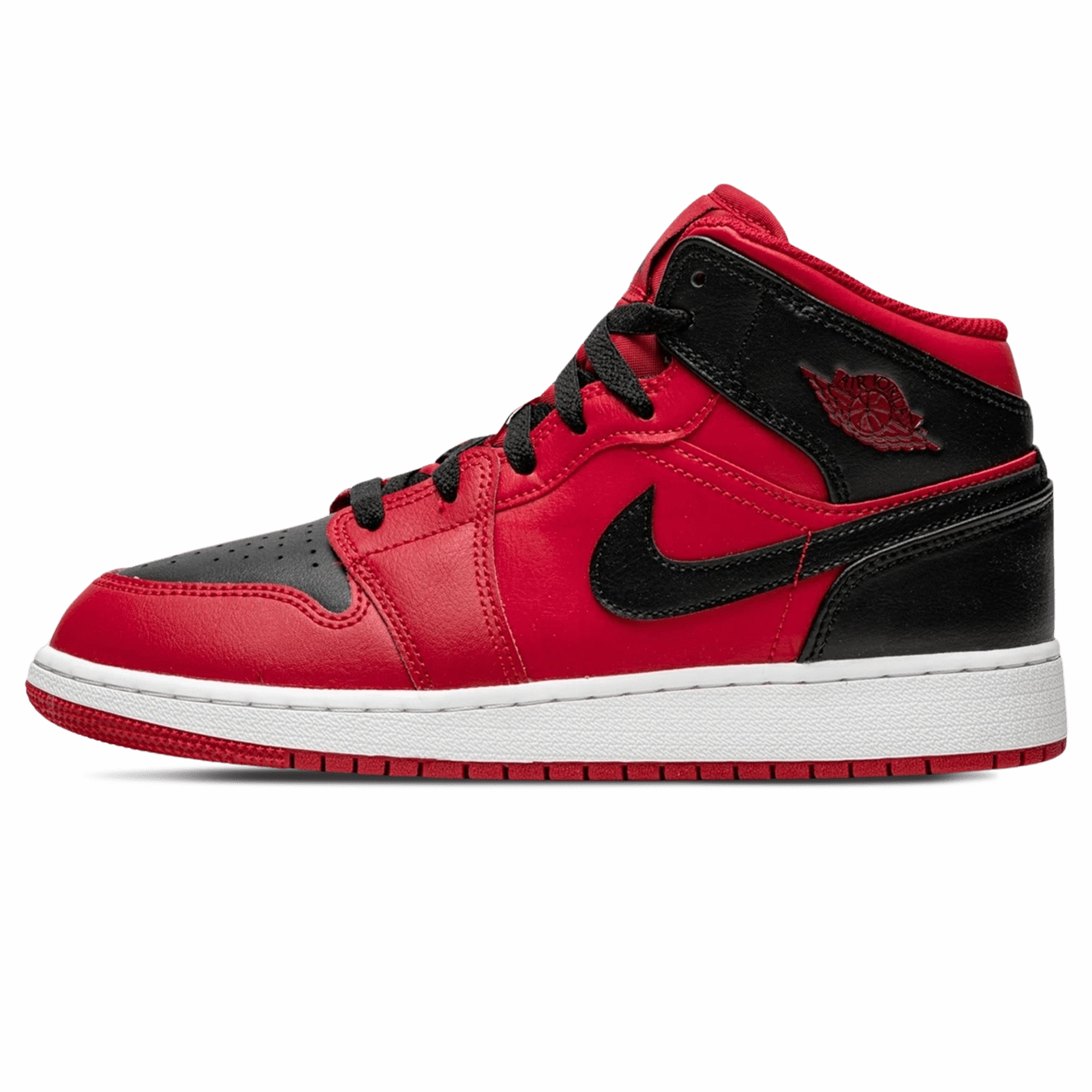 Air Jordan 1 Mid GS 'Black Gym Red' Air Jordan 1 sneakers with heritage court style