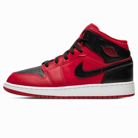 Air Jordan 1 Mid GS 'Black Gym Red' Air Jordan 1 sneakers with heritage court style