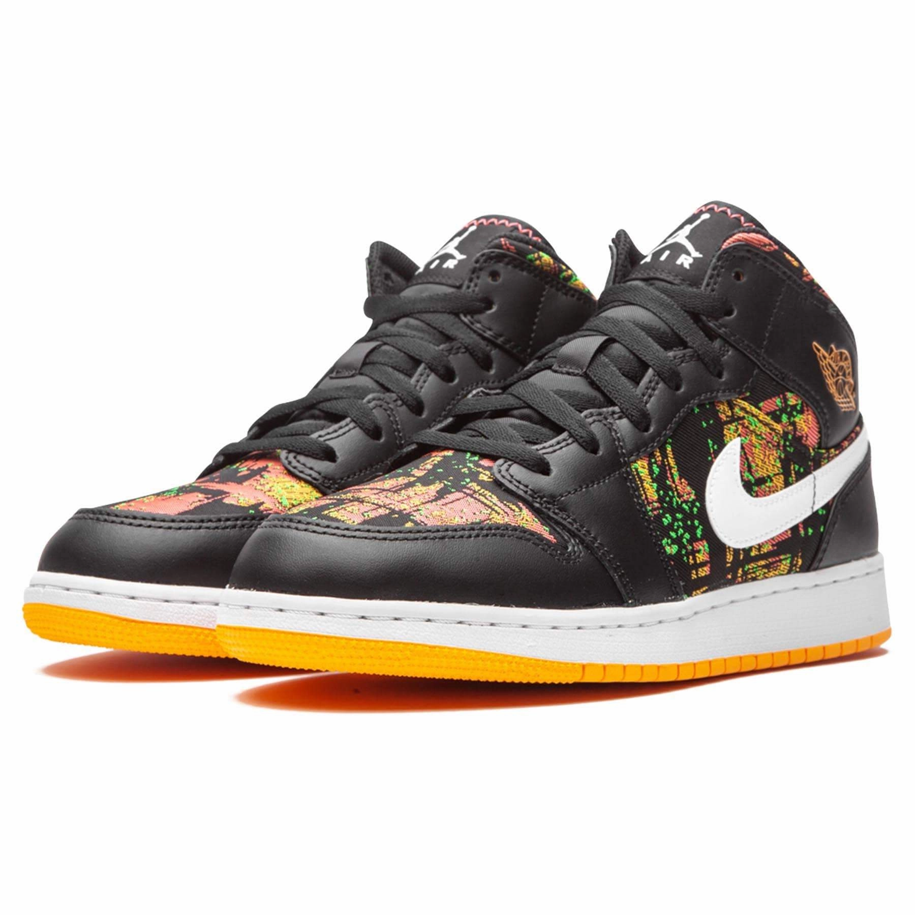 Air Jordan 1 Mid GS 'Black Laser Orange' Air Jordan 1 Mid streetwear shoes
