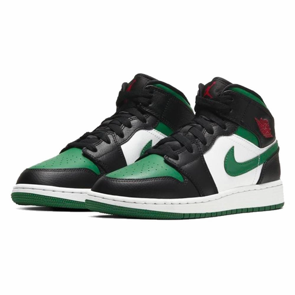 Air Jordan 1 Mid GS 'Black Pine Green' Air Jordan 1 vintage style sneakers