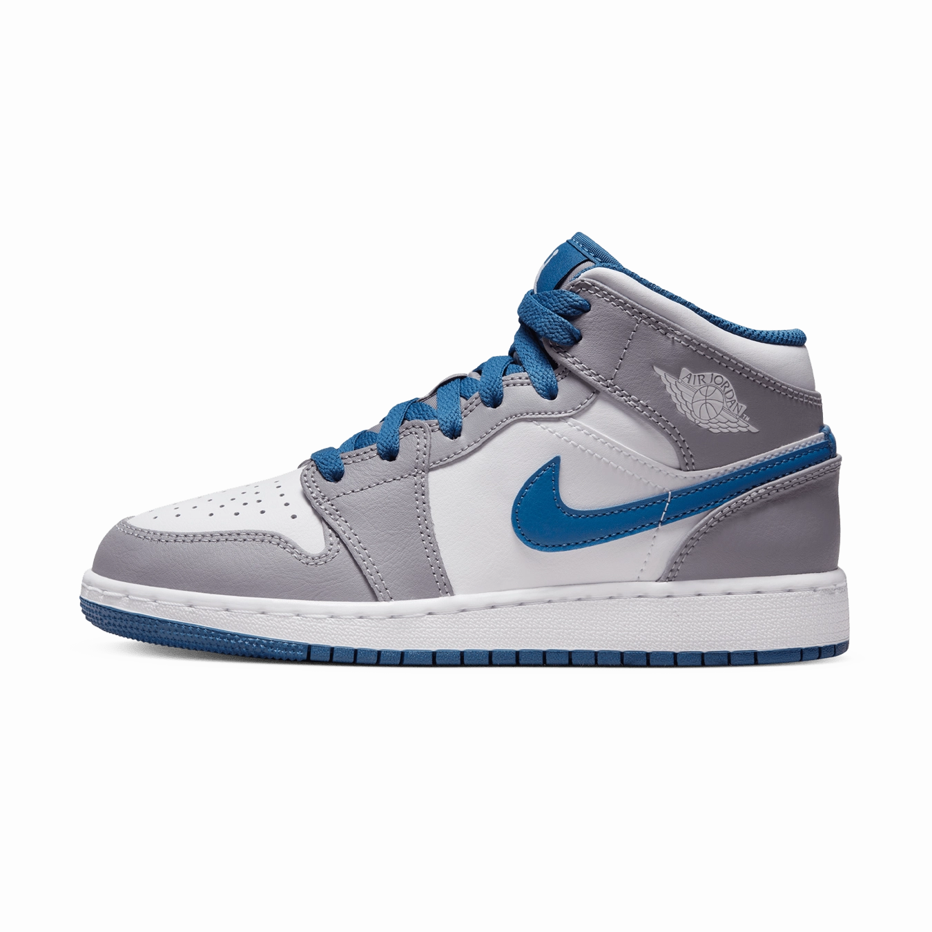 Air Jordan 1 Mid GS 'Cement True Blue' Air Jordan 1 Mid versatile shoes for daily wear