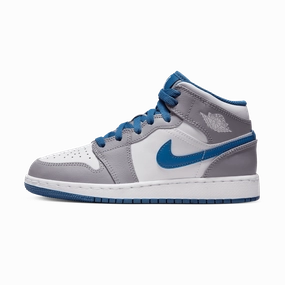 Air Jordan 1 Mid GS 'Cement True Blue' Air Jordan 1 Mid versatile shoes for daily wear