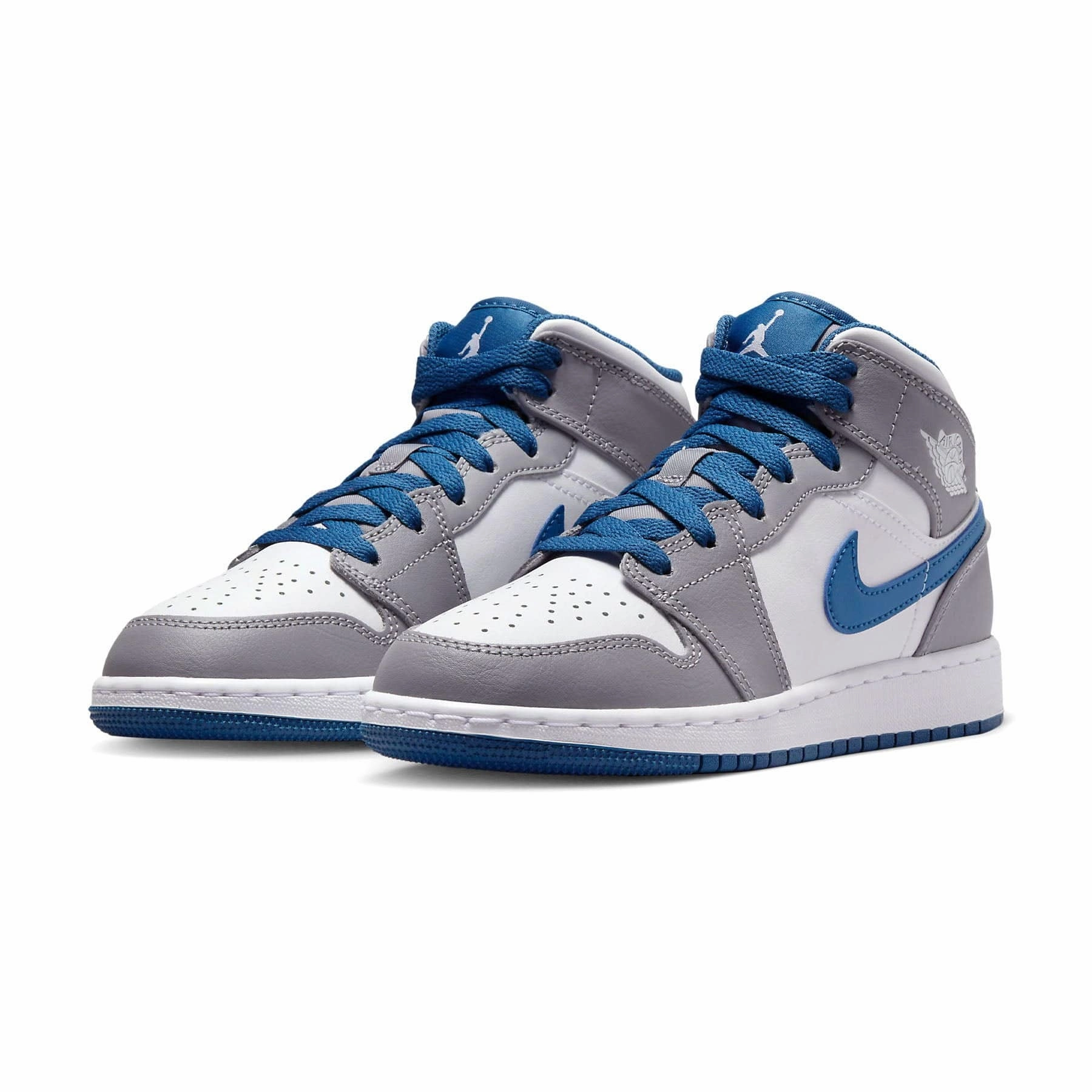 Air Jordan 1 Mid GS 'Cement True Blue' Air Jordan 1 vintage style sneakers