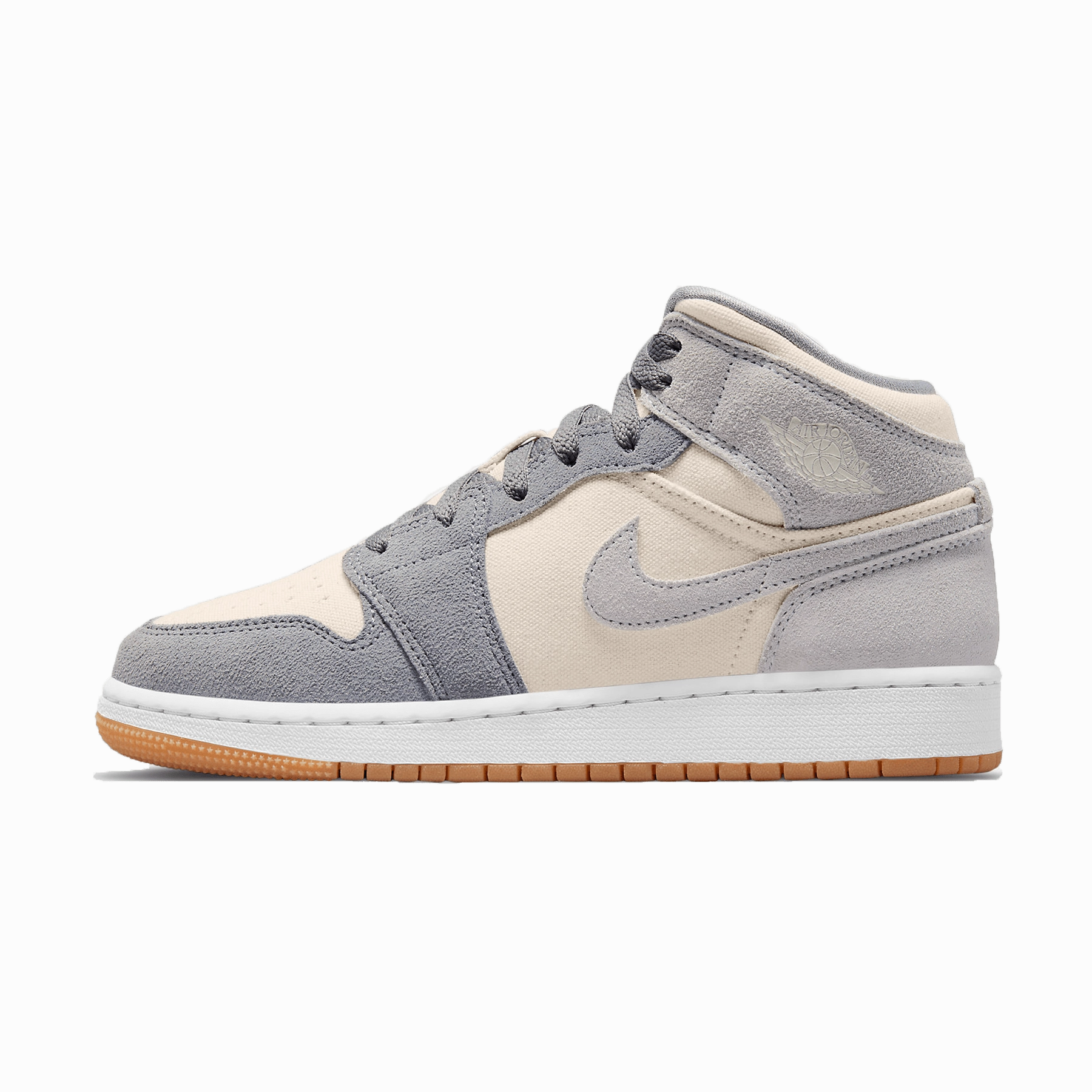 Air Jordan 1 Mid GS 'Coconut Milk Particle Grey' Air Jordan 1 timeless sneakers for Jordan fans