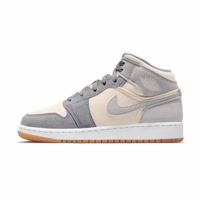 Air Jordan 1 Mid GS 'Coconut Milk Particle Grey' Air Jordan 1 timeless sneakers for Jordan fans