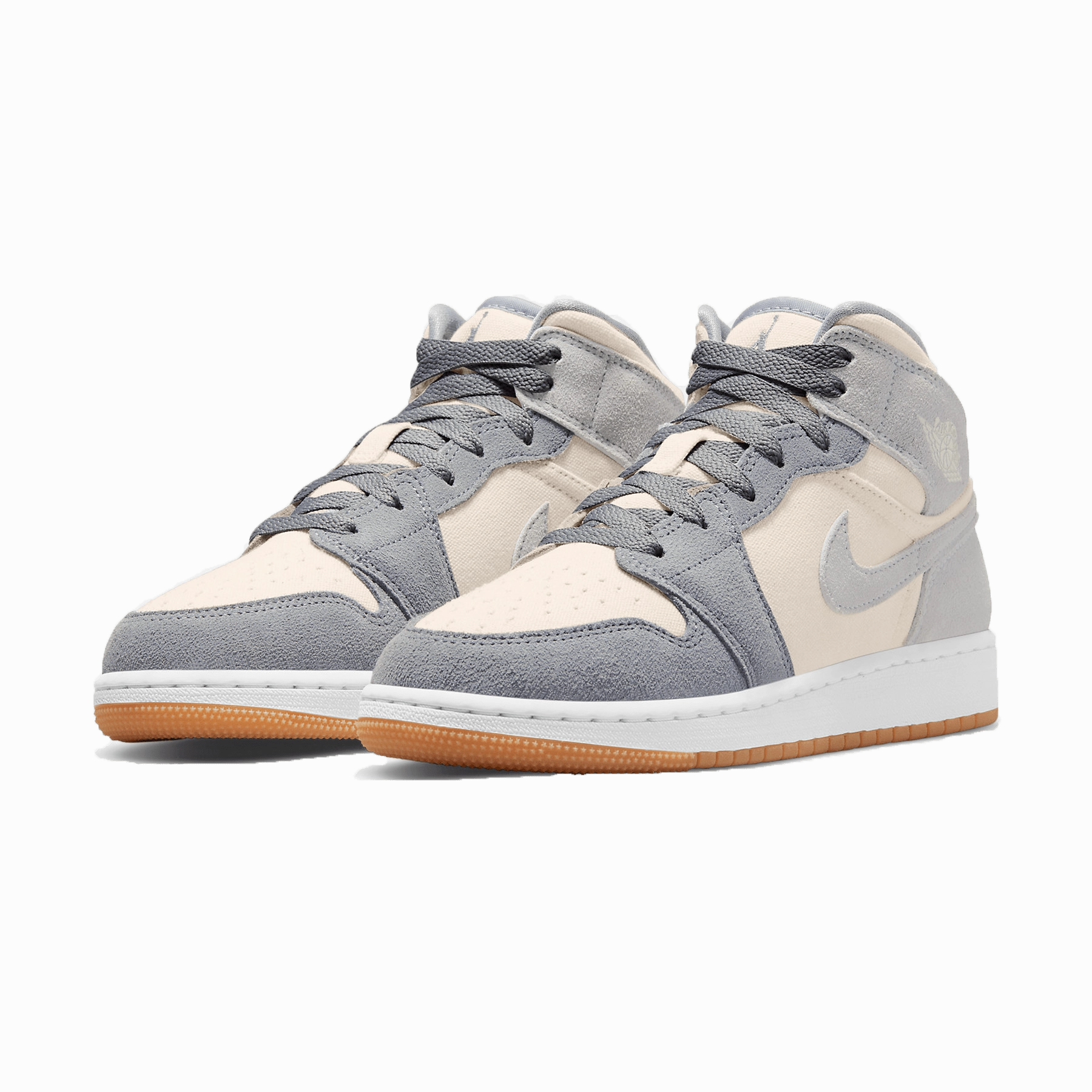 Air Jordan 1 Mid GS 'Coconut Milk Particle Grey' Air Jordan 1 vintage style sneakers