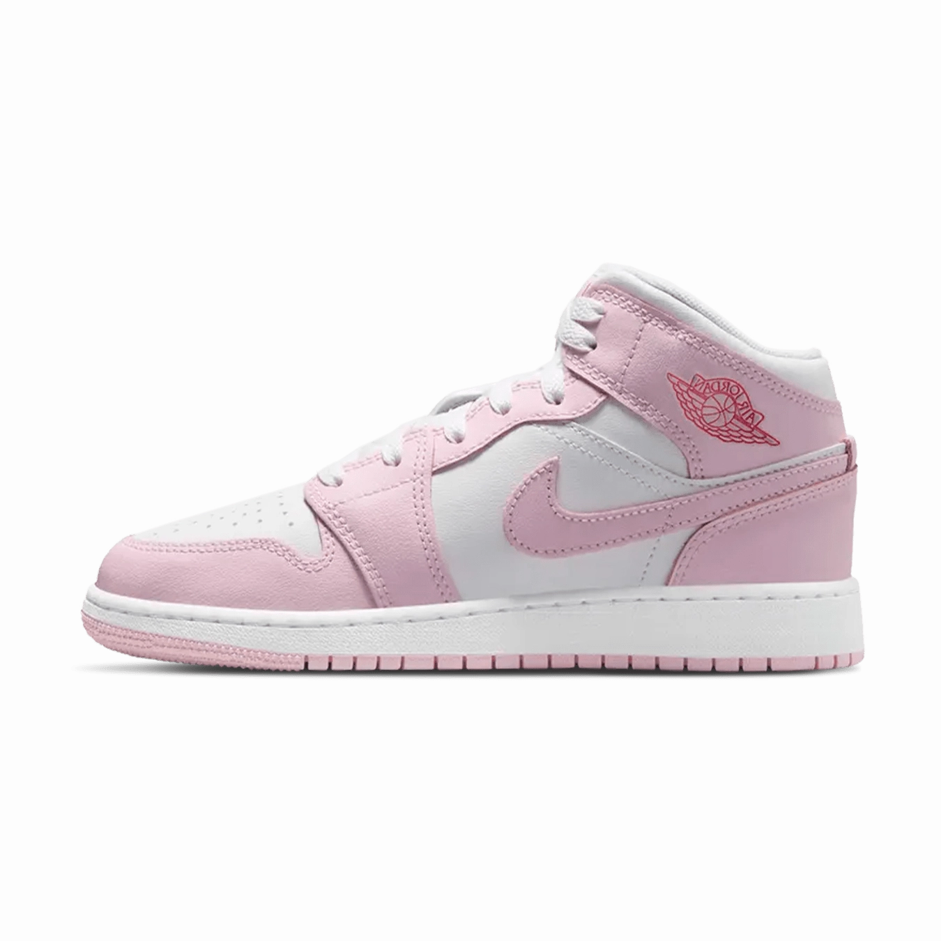 Air Jordan 1 Mid GS 'Pink Foam Fire Red' Air Jordan 1 sneakers with heritage court style