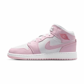 Air Jordan 1 Mid GS 'Pink Foam Fire Red' Air Jordan 1 sneakers with heritage court style