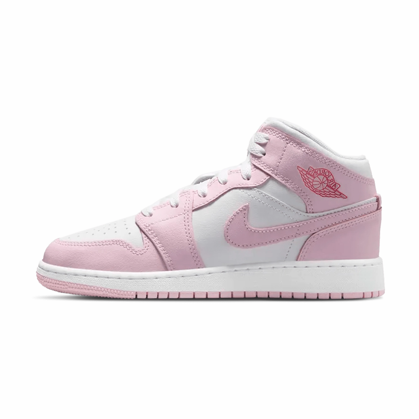 Air Jordan 1 Mid GS 'Pink Foam Fire Red' Air Jordan 1 Mid versatile shoes for daily wear