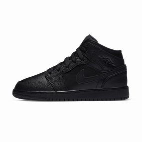 Air Jordan 1 Mid GS 'Triple Black' 2020 Air Jordan 1 sneakers with heritage court style