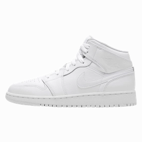 Air Jordan 1 Mid GS 'Triple White' 2019 Air Jordan 1 sneakers with heritage court style
