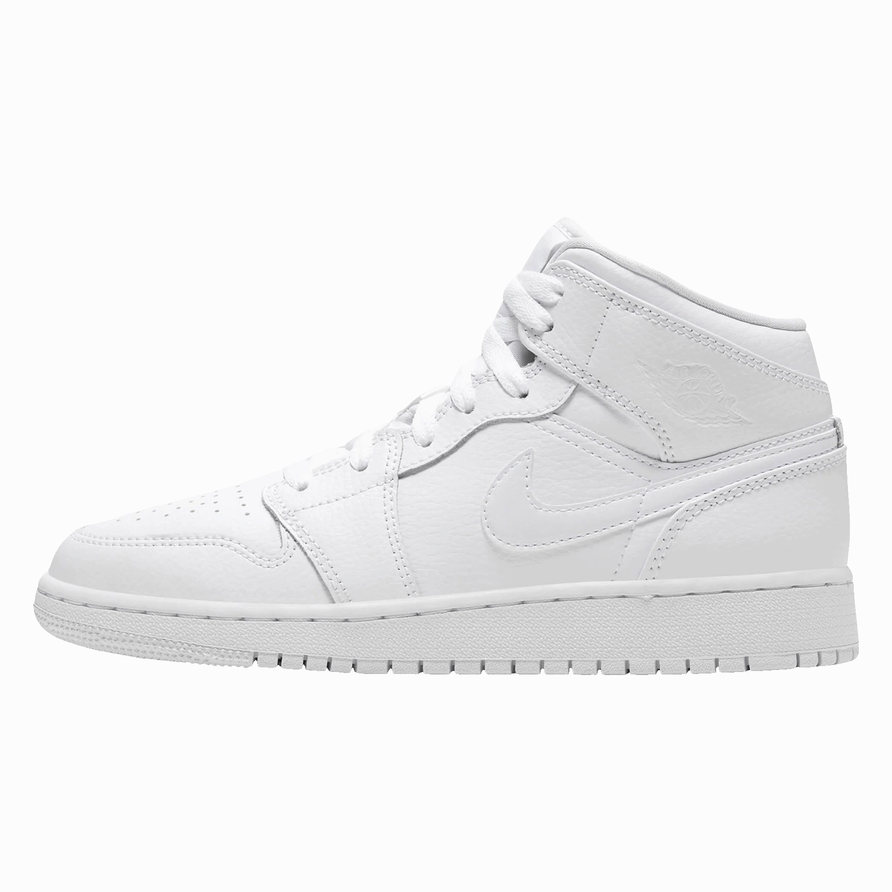 Air Jordan 1 Mid GS 'Triple White' 2019 Air Jordan 1 sneakers with heritage court style