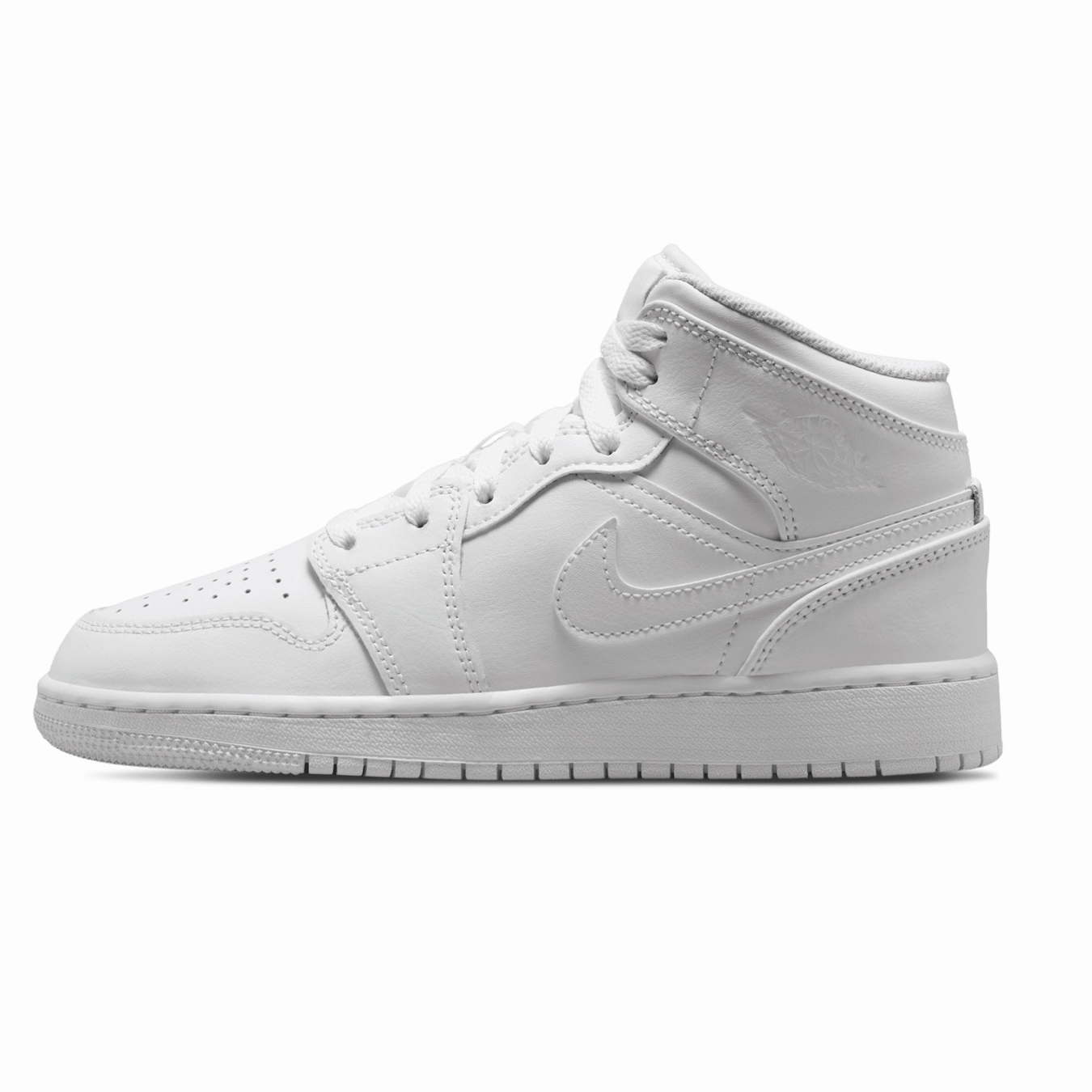 Air Jordan 1 Mid GS 'Triple White' 2023 Air Jordan 1 sneakers with heritage court style