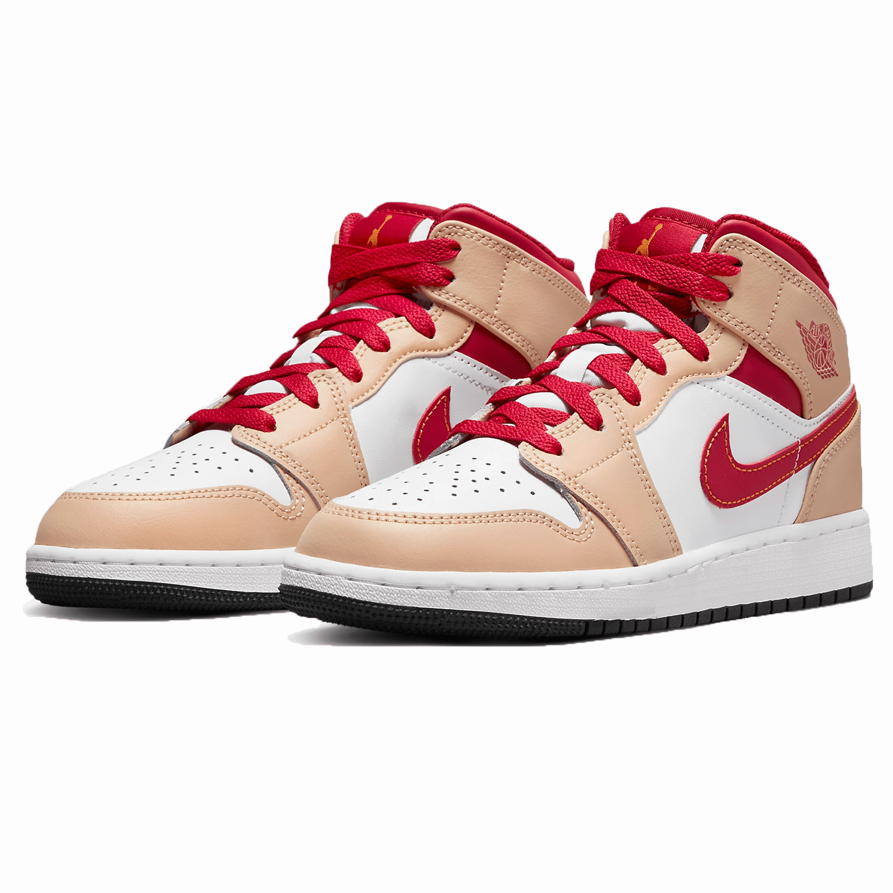 Air Jordan 1 Mid GS 'White Onyx Light Curry' Air Jordan 1 Mid streetwear shoes