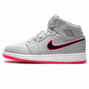 Air Jordan 1 Mid GS 'Wolf Grey Pink' Air Jordan 1 Mid versatile shoes for daily wear