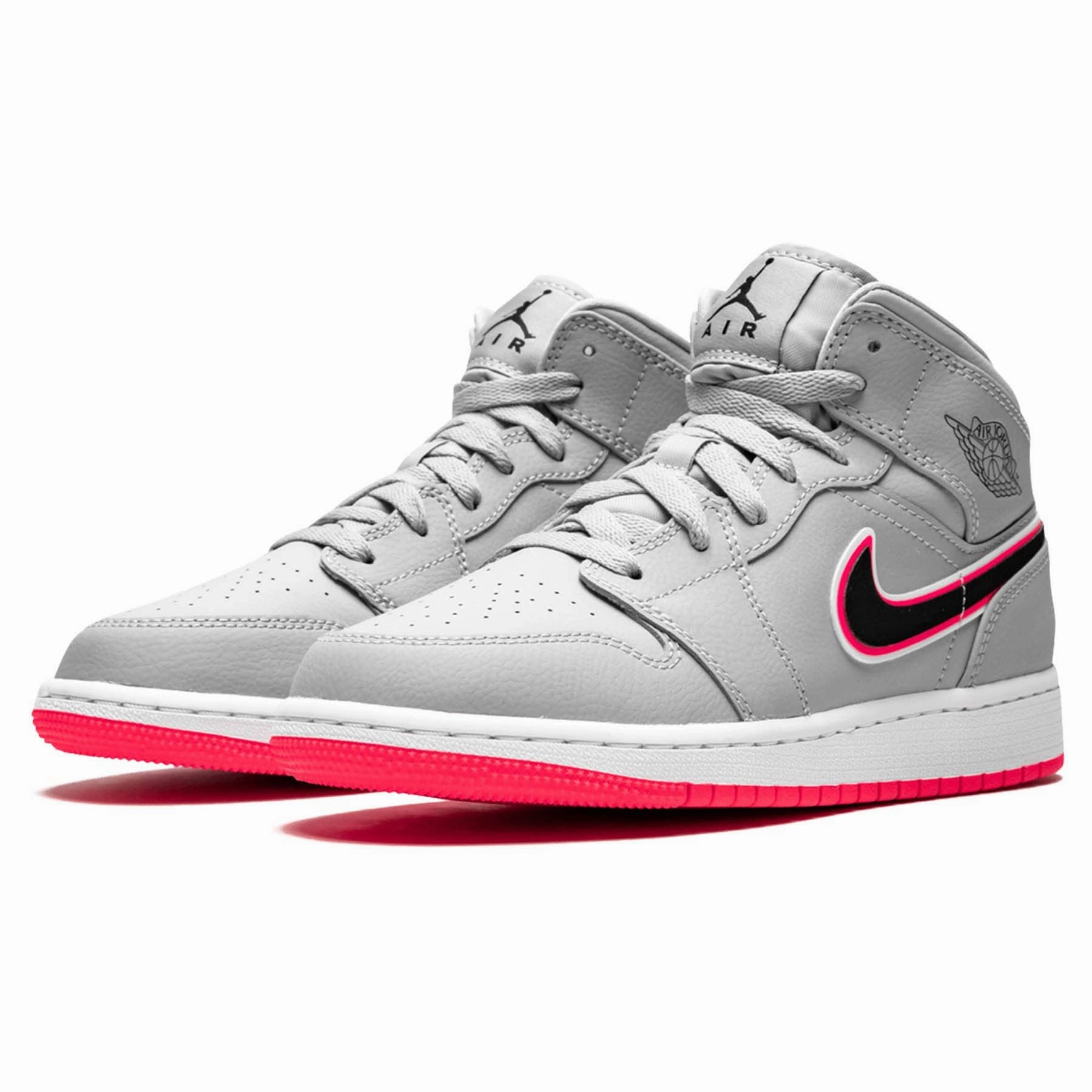 Air Jordan 1 Mid GS 'Wolf Grey Pink' Air Jordan 1 Mid streetwear shoes