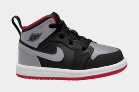 Air Jordan 1 Mid Infant Toddler Lifestyle Shoes (Black/Cement Grey/Fire Red) Air Jordan 1 classic shoes for streetwear looks
