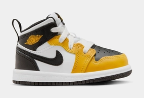 Air Jordan 1 Mid Infant Toddler Lifestyle Shoes (Yellow/Black) Air Jordan 1 classic shoes for streetwear looks