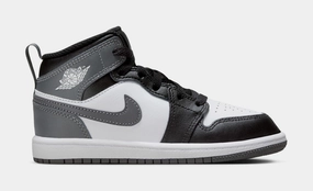 Air Jordan 1 Mid Iron Grey Preschool Lifestyle Shoes (Black/White/Iron Grey) Air Jordan 1 classic shoes for streetwear looks