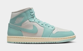 Air Jordan 1 Mid Light Dew Womens Basketball Shoes (Sail/Light Dew/Muslin) Air Jordan 1 classic shoes for streetwear looks