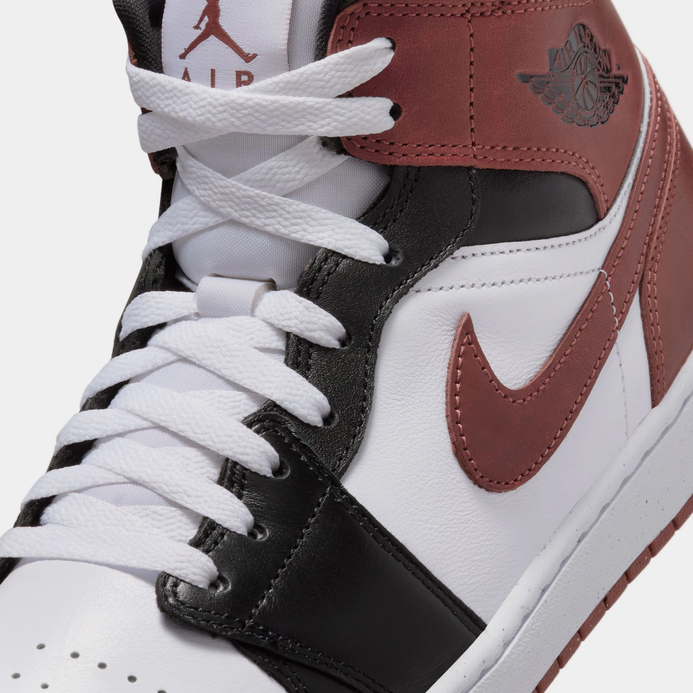 Air Jordan 1 Mid Mens Basketball Shoes (White/Black/Dark Pony) Air Jordan 1 original design shoes