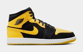 Air Jordan 1 Mid Mens Lifestyle Shoes (Black/Varsity Maize/White) Air Jordan 1 classic shoes for streetwear looks