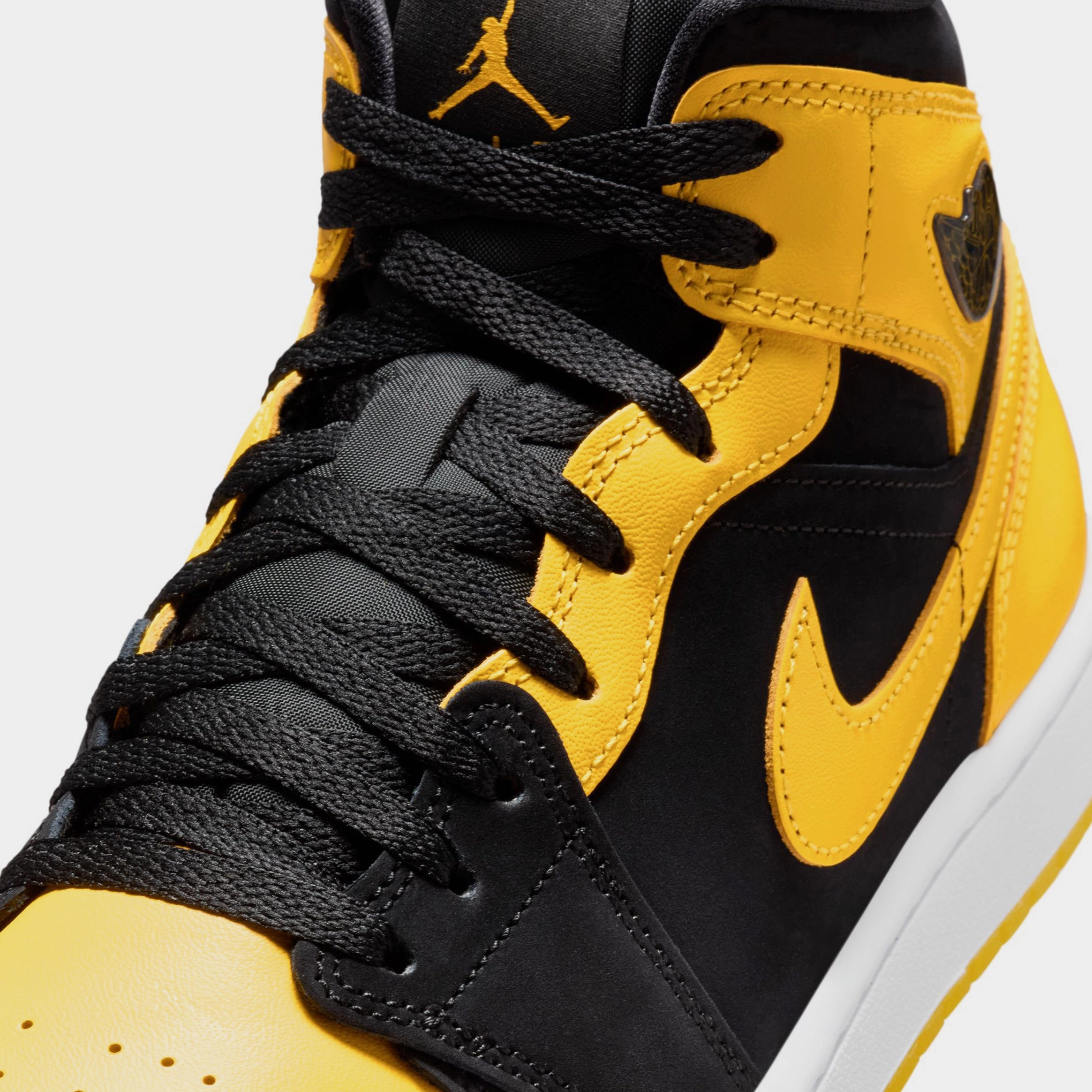 Air Jordan 1 Mid Mens Lifestyle Shoes (Black/Varsity Maize/White) Air Jordan 1 original design shoes