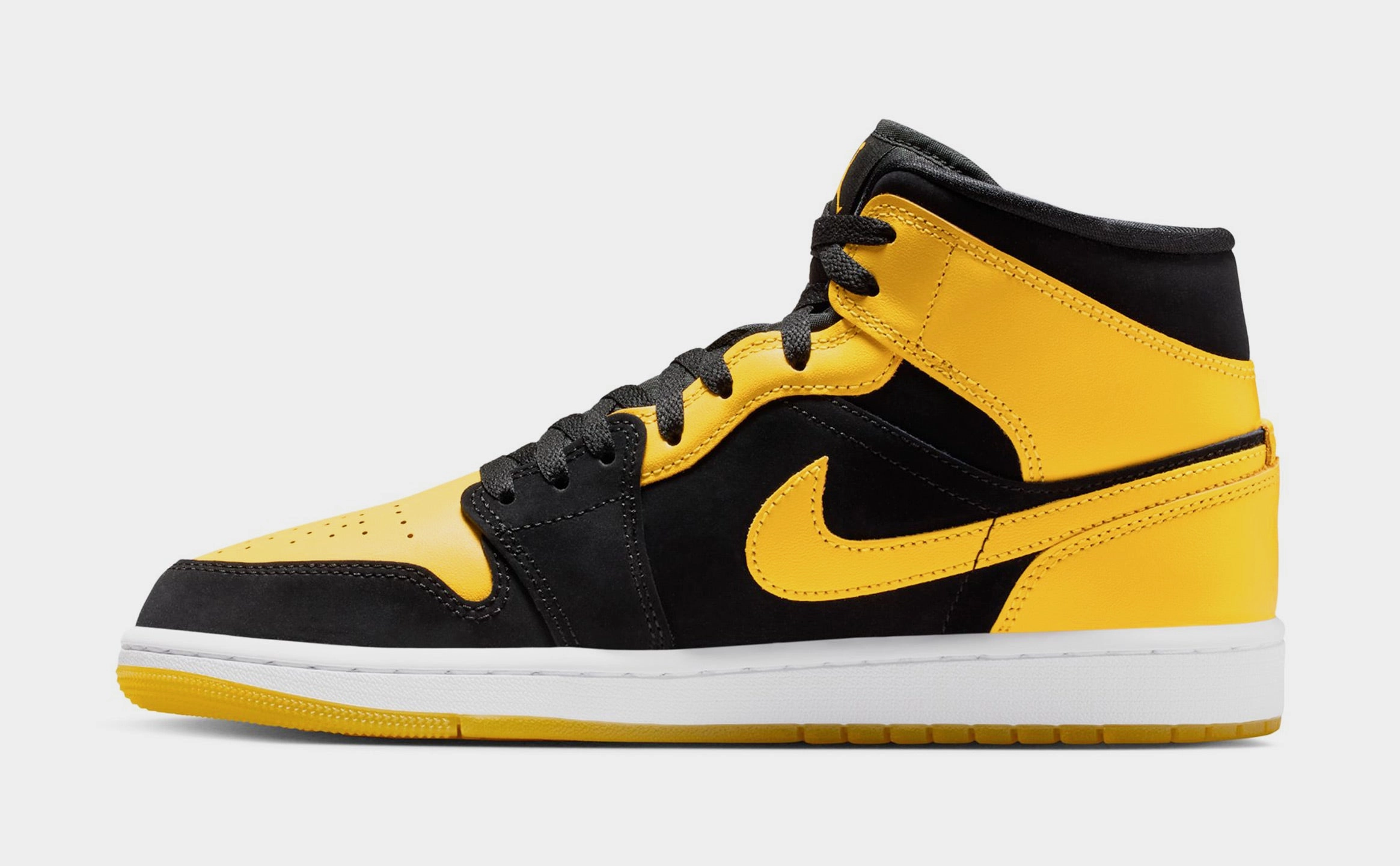 Air Jordan 1 Mid Mens Lifestyle Shoes (Black/Varsity Maize/White) Air Jordan 1 original design shoes