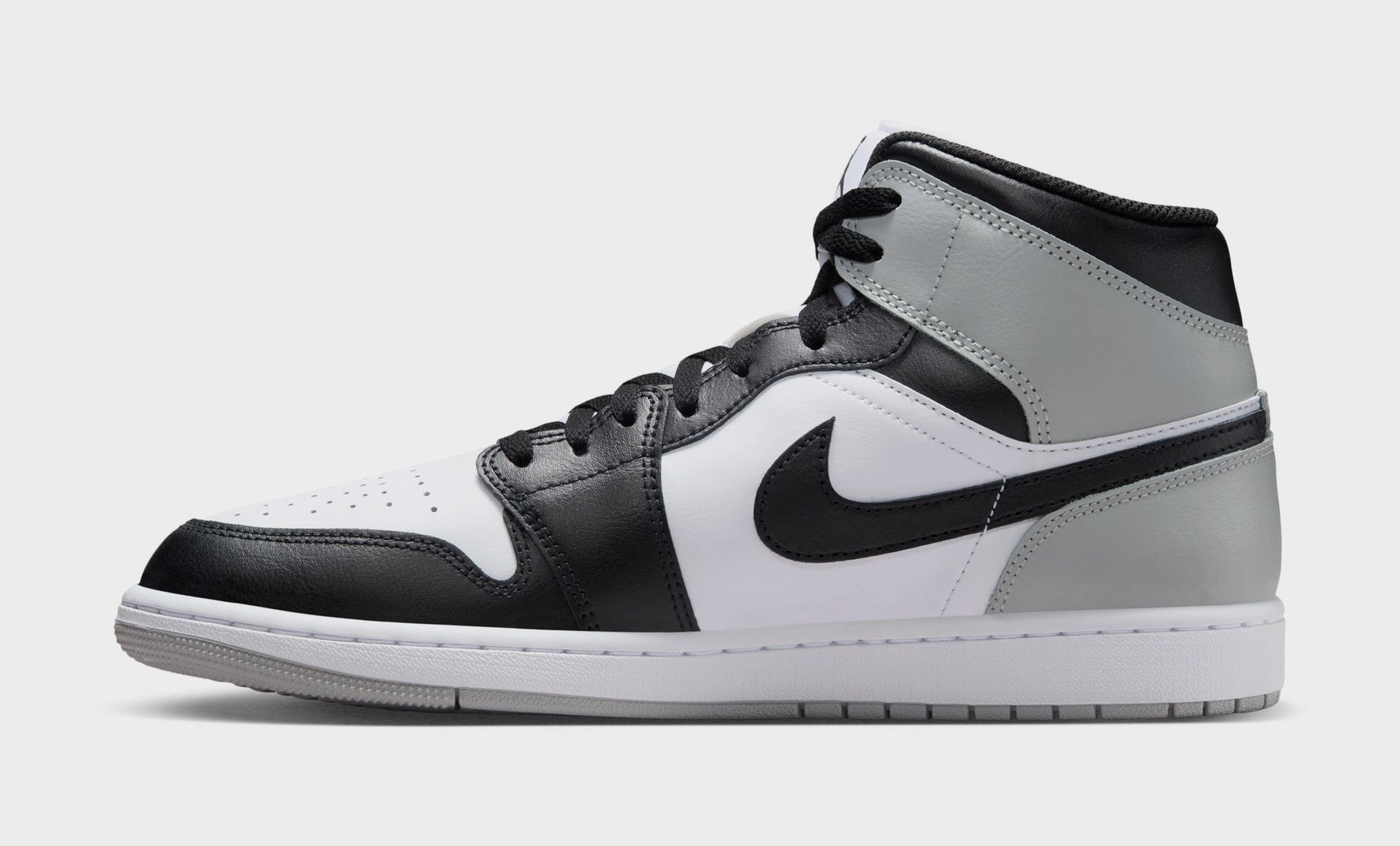 Air Jordan 1 Mid Mens Lifestyle Shoes (White/Light Smoke Grey/Black) Air Jordan 1 original design shoes