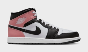 Air Jordan 1 Mid Mens Lifestyle Shoes (White/Rust Pink/Black) Air Jordan 1 classic shoes for streetwear looks