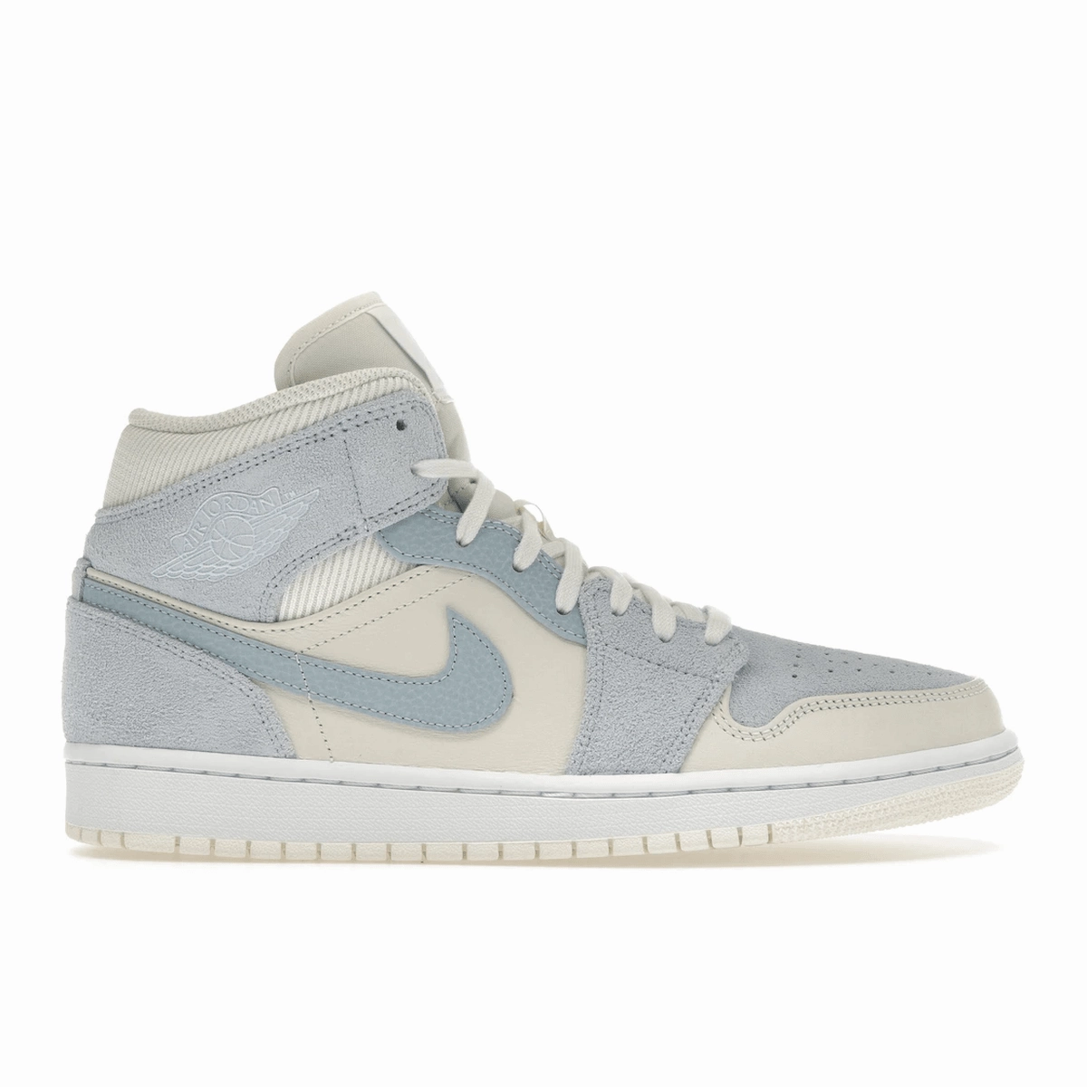 Air Jordan 1 Mid Mixed Textures Blue Air Jordan 1 Mid sneakers with bold retro vibes