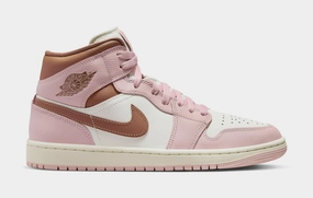 Air Jordan 1 Mid Neapolitan Womens Lifestyle Shoes (Pink Oxford/Sail/Archaeo Brown) Air Jordan 1 classic shoes for streetwear looks