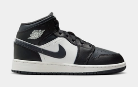 Air Jordan 1 Mid Off Noir Grade School Lifestyle Shoes (Grey/Black/White) Air Jordan 1 classic shoes for streetwear looks
