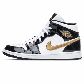 Air Jordan 1 Mid Patent 'Black Gold' Air Jordan 1 sneakers with heritage court style