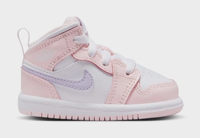 Air Jordan 1 Mid Pink Wash Infant Toddler Lifestyle Shoes (Pink Wash/White/Violet Frost) Air Jordan 1 classic shoes for streetwear looks
