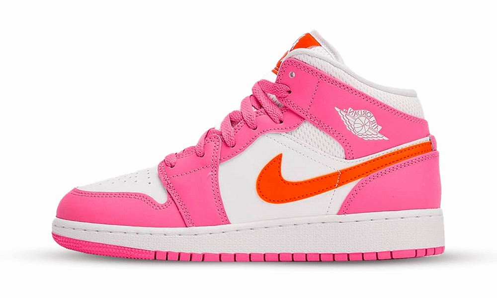 Air Jordan 1 Mid Pinksicle Safety Orange Air Jordan 1 Mid sneakers with bold retro vibes