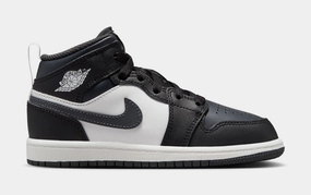 Air Jordan 1 Mid Preschool Lifestyle Shoes (Black/Dark Grey/Grey/White) Air Jordan 1 classic shoes for streetwear looks