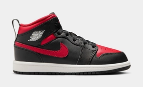 Air Jordan 1 Mid Preschool Lifestyle Shoes (Black/Summit White/Varsity Red) Air Jordan 1 classic shoes for streetwear looks