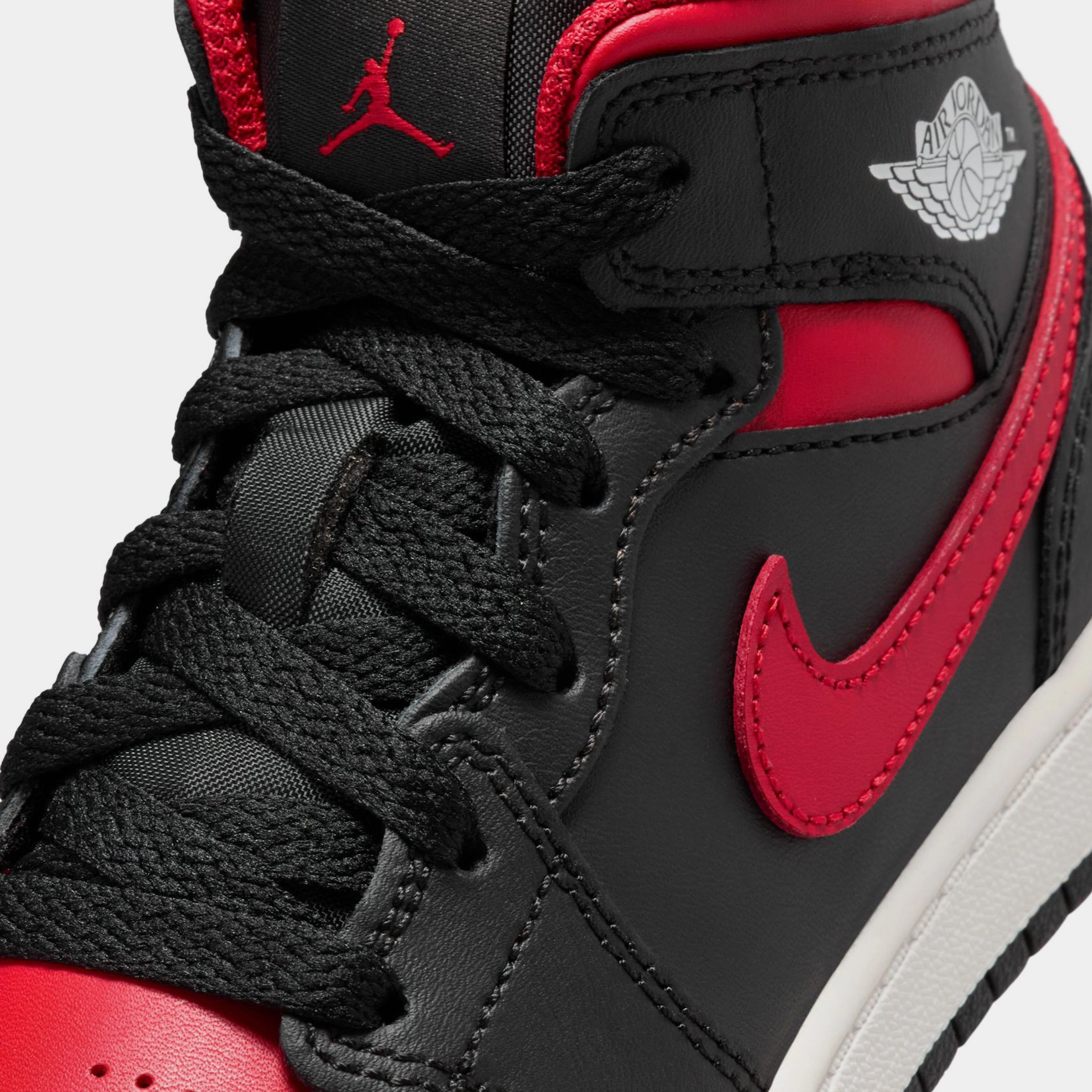 Air Jordan 1 Mid Preschool Lifestyle Shoes (Black/Summit White/Varsity Red) Air Jordan 1 original design shoes