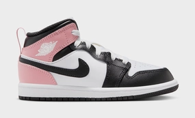 Air Jordan 1 Mid Preschool Lifestyle Shoes (White/Black/Rust Pink) Air Jordan 1 classic shoes for streetwear looks