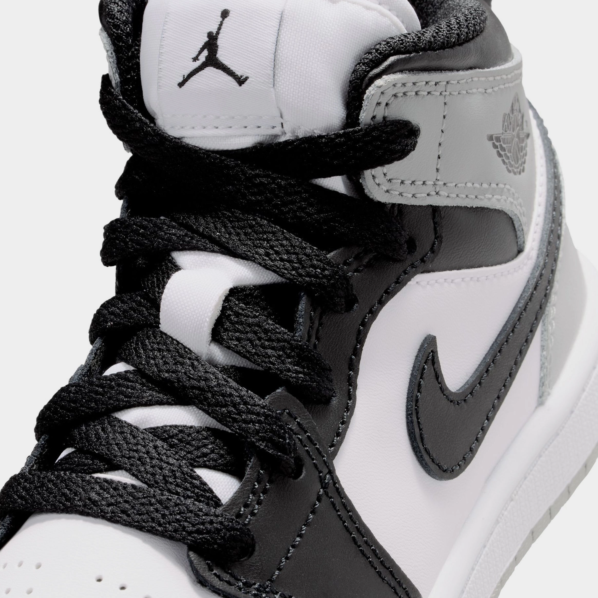 Air Jordan 1 Mid Preschool Lifestyle Shoes (White/Light Smoke Grey/Black) Air Jordan 1 original design shoes