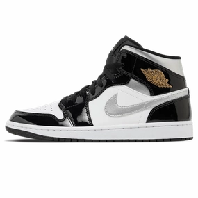 Air Jordan 1 Mid SE 'Black White Metallic Silver' Air Jordan 1 sneakers with heritage court style