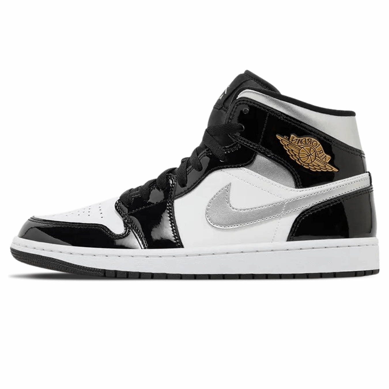 Air Jordan 1 Mid SE 'Black White Metallic Silver' Air Jordan 1 sneakers with heritage court style