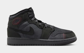 Air Jordan 1 Mid SE Craft Grade School Basketball Shoes (Smoke Grey/Black/Varsity Red) Air Jordan 1 classic shoes for streetwear looks
