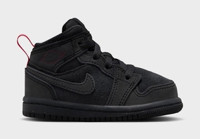 Air Jordan 1 Mid SE Craft Infant Toddler Lifestyle Shoes (Smoke Grey/Black/Varsity Red) Air Jordan 1 classic shoes for streetwear looks