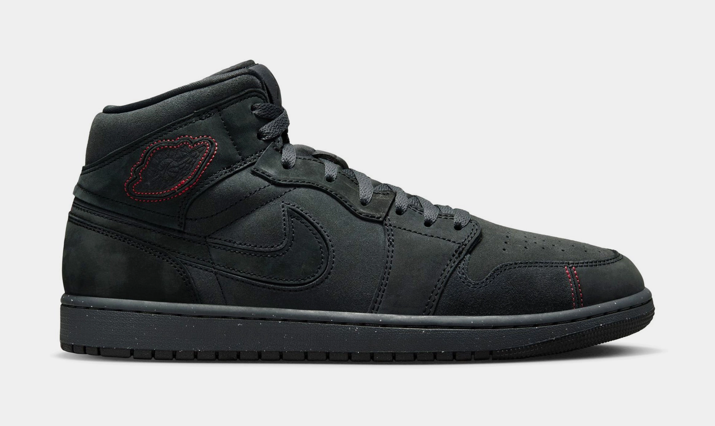 Air Jordan 1 Mid SE Craft Mens Lifestyle Shoes (Dark Smoke Grey/Varsity Red/Black) Air Jordan 1 classic shoes for streetwear looks