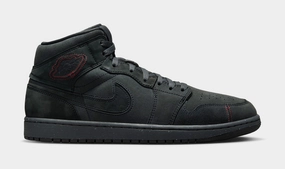 Air Jordan 1 Mid SE Craft Mens Lifestyle Shoes (Dark Smoke Grey/Varsity Red/Black) Air Jordan 1 classic shoes for streetwear looks