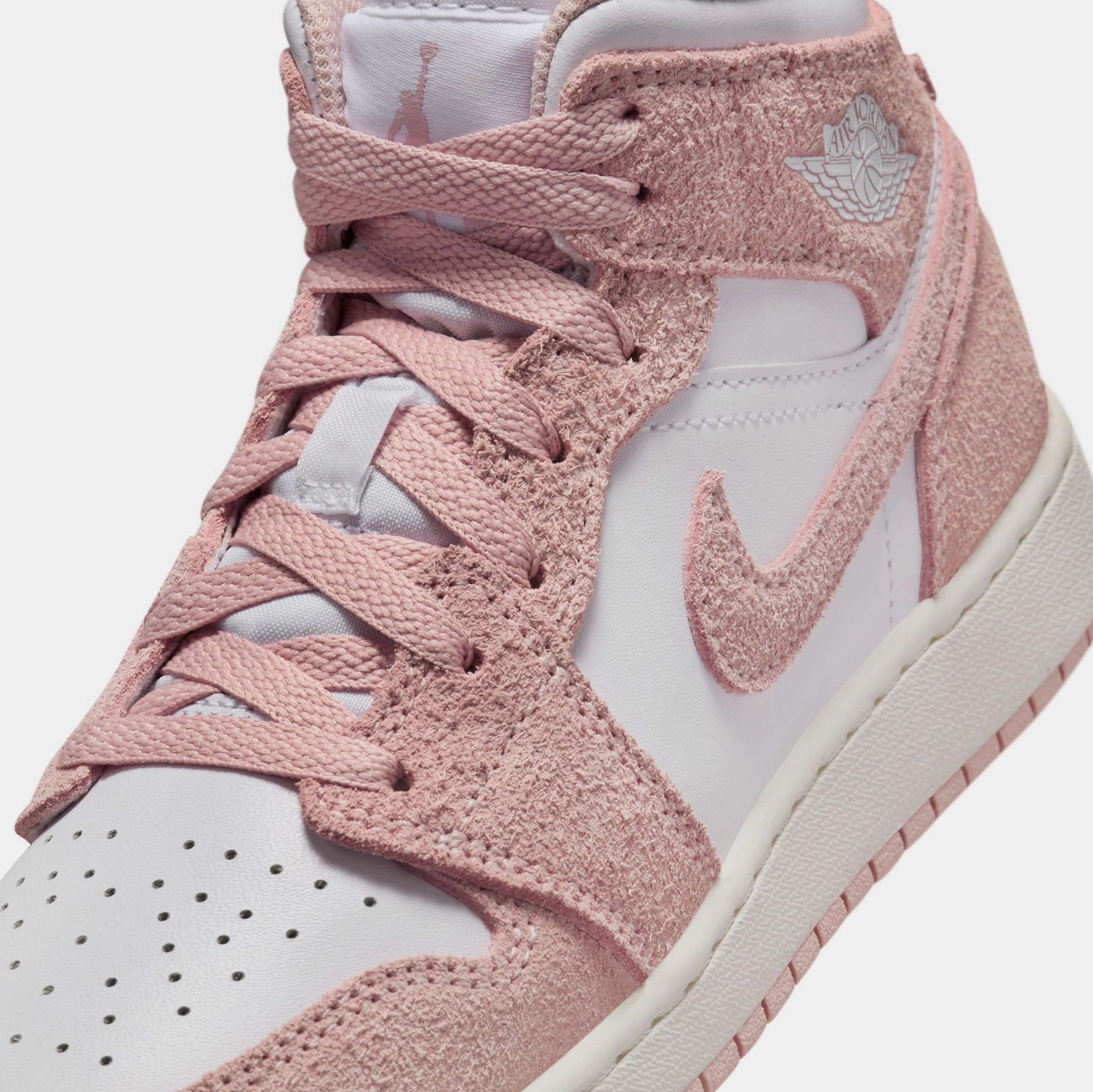Air Jordan 1 Mid SE Grade School Lifestyle Shoes (White/Legend Pink/Sail) Air Jordan 1 original design shoes